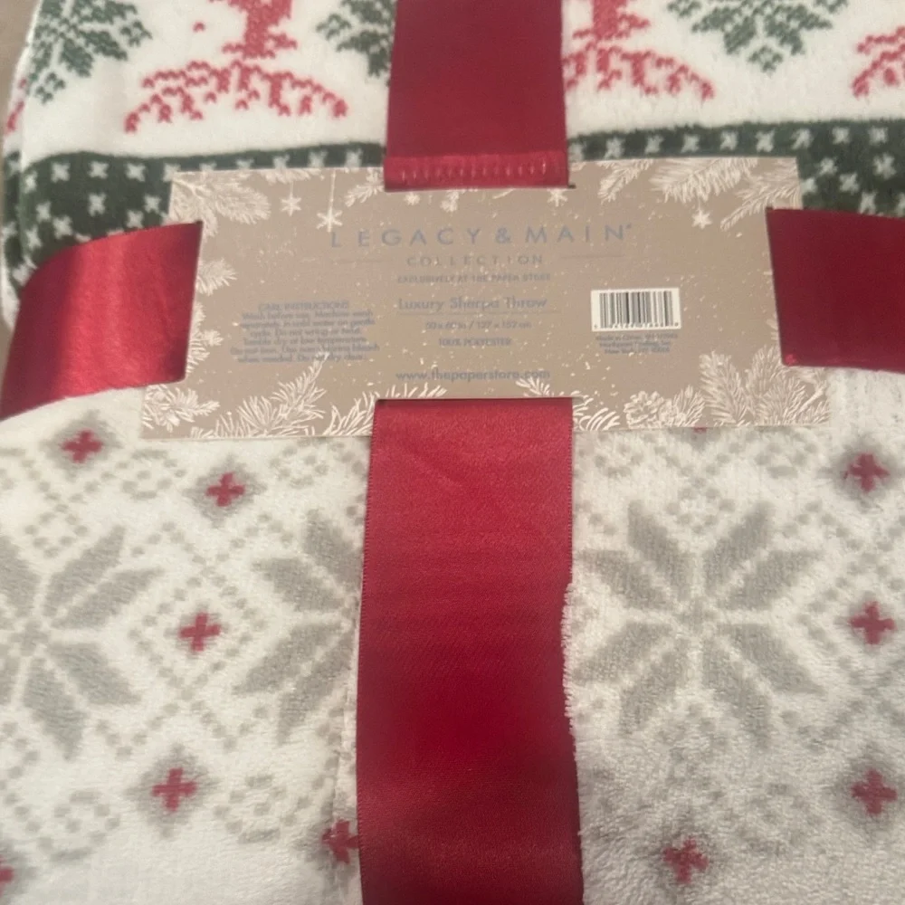 Holiday Throw Blanket - Gray and Red